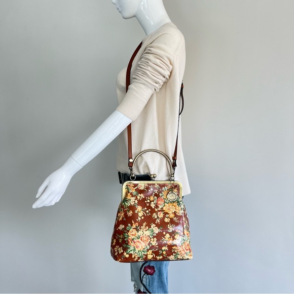 PATRICIA NASH Amalfitana Vintage Botanical Garden Leather Frame Shoulder Satchel - Picture 4 of 16